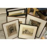 Nine Framed and Glazed Signed Etchings including John C Moody of Ludlow and Three E Sharland