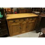 19th century Pine Dresser Base with Three Drawers over Three Cupboards, 134cms long, 50cms deep