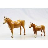 Two Beswick Palomino Horses of different sizes