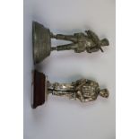 Two Cast Metal Figures / Statues Of Parachute Regiment Soldiers One Signed To Base.