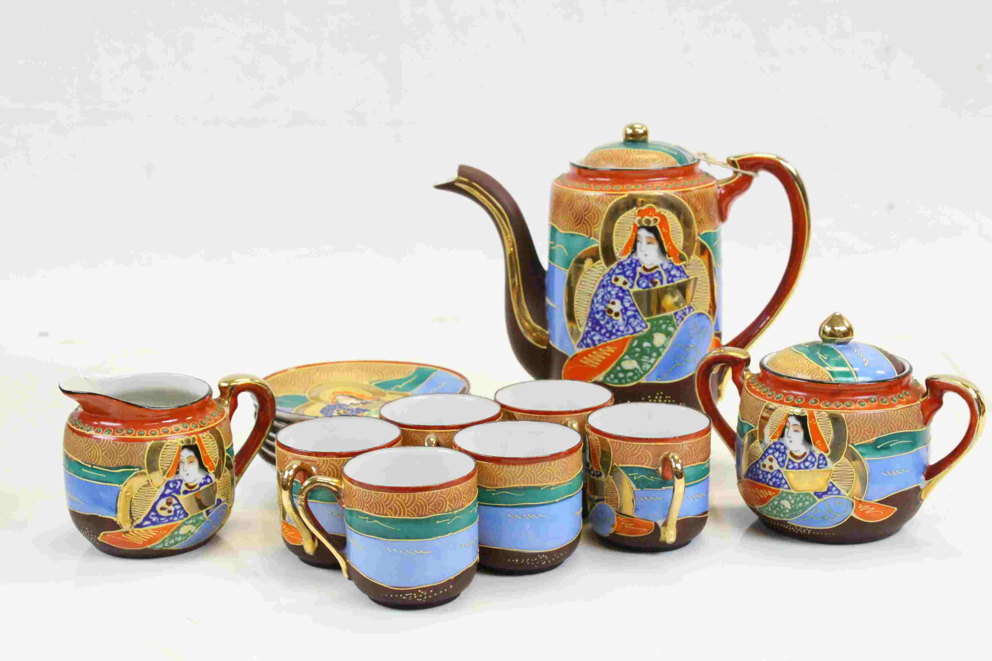 Japanese Six Setting Hand Painted Tea Service together with Box of Mixed China & Glassware, Vases, - Image 3 of 4