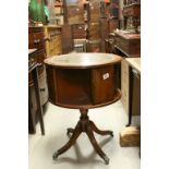 Reproduction Regency Drum Side Table with Green Leather Inset Top