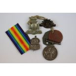 A Small Collection Of WW1 Militaria To Include A World War One British War Medal Issued To 2885