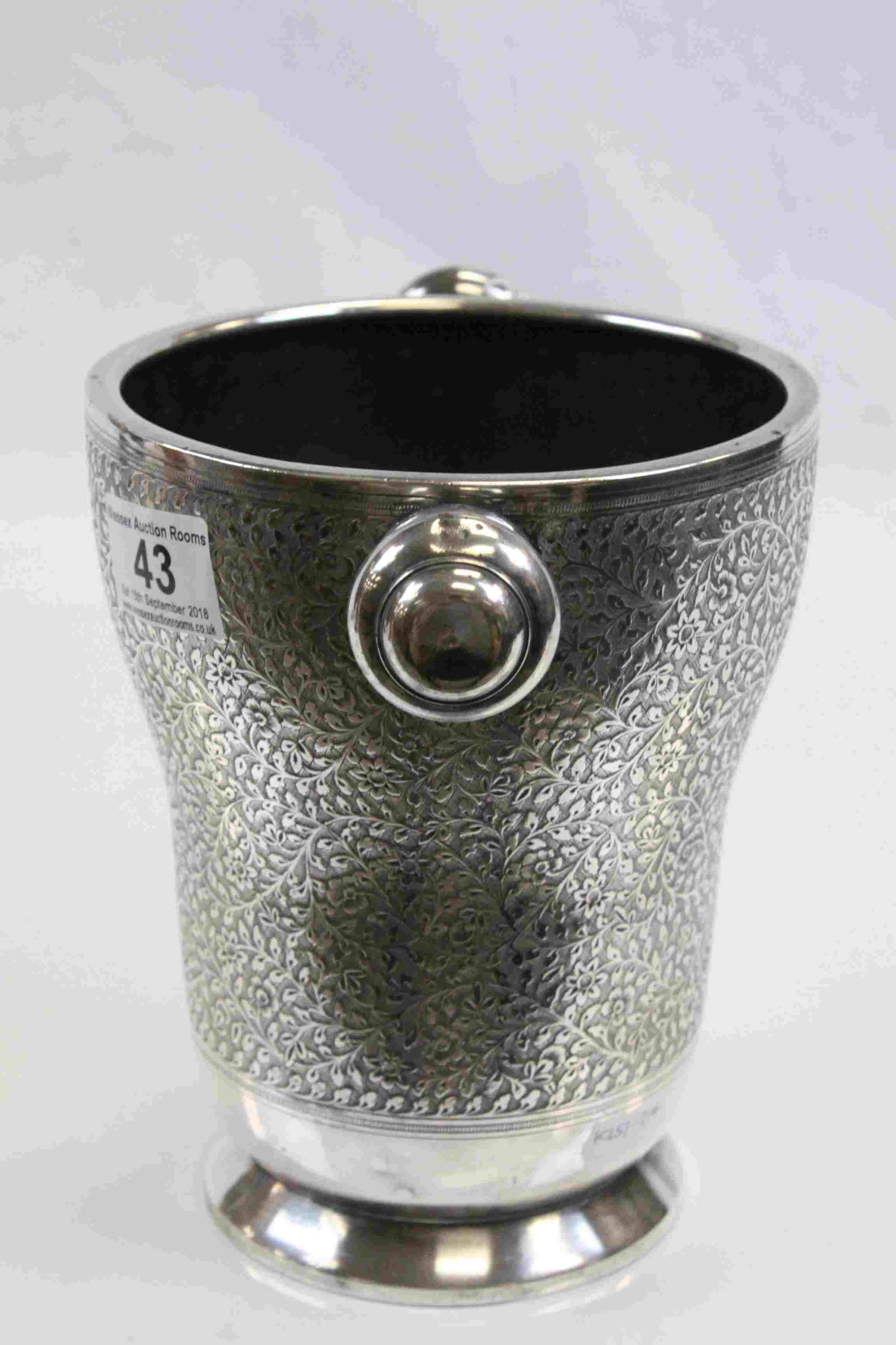 Indian White Metal Twin Handled Wine Bucket with Ornate Floral Decoration - Image 4 of 5