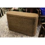 Large Wicker Storage / Linen Basket with interior tray, 120cms long x 77cms high and 36cms wide