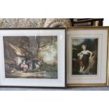 Two Fine Quality circa 1920's Coloured Mezzotints - The Cottagers after George Morland and a Child