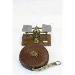 Vintage set of Letter scales and a leather cased Tape measure
