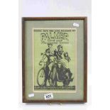 Framed and Glazed Print of an Advertising Poster ' Palmer Cord and Flexicord Tyres '