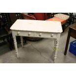 Victorian Pine Painted Side Table with Two Drawers