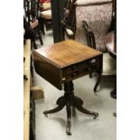 19th century Mahogany Drop Flap Work Table with Two Drawers to end and Two Faux Drawers to the other