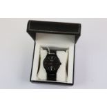 Boxed Barkers of Kensington 30m Quartz Entourage Edition Wristwatch with oversize Black Dial and