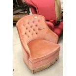 Pink Upholstered Button Back Bedroom Chair