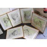 W Huggins A set of six framed limited edition lion prints.