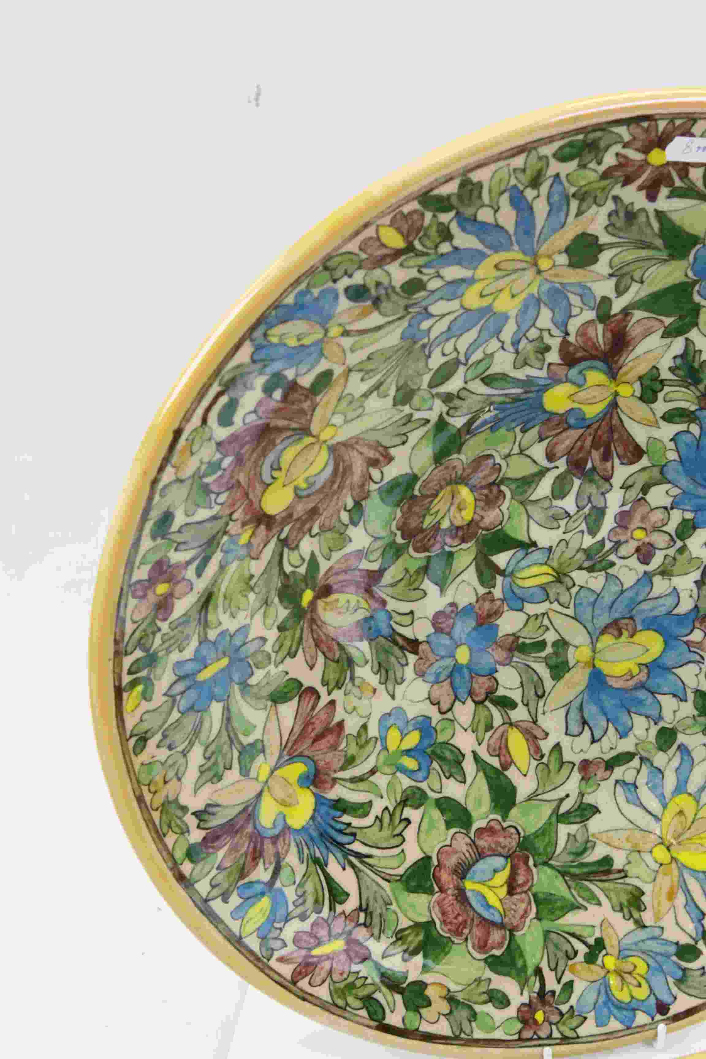 Set of Three Graduating Persian Glazed Chargers / Fruit Plates with Floral Design, 46cms, 36cms - Image 2 of 5