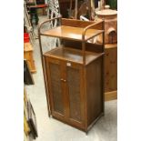 Oak, Bamboo and Wicker Side Cabinet with Shelf above Two Door Cupboard with Shelves, 113cms high x