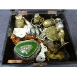 Assorted small collectables to include Wade Whimsies, stag bottle stopper, clown figurine, silver