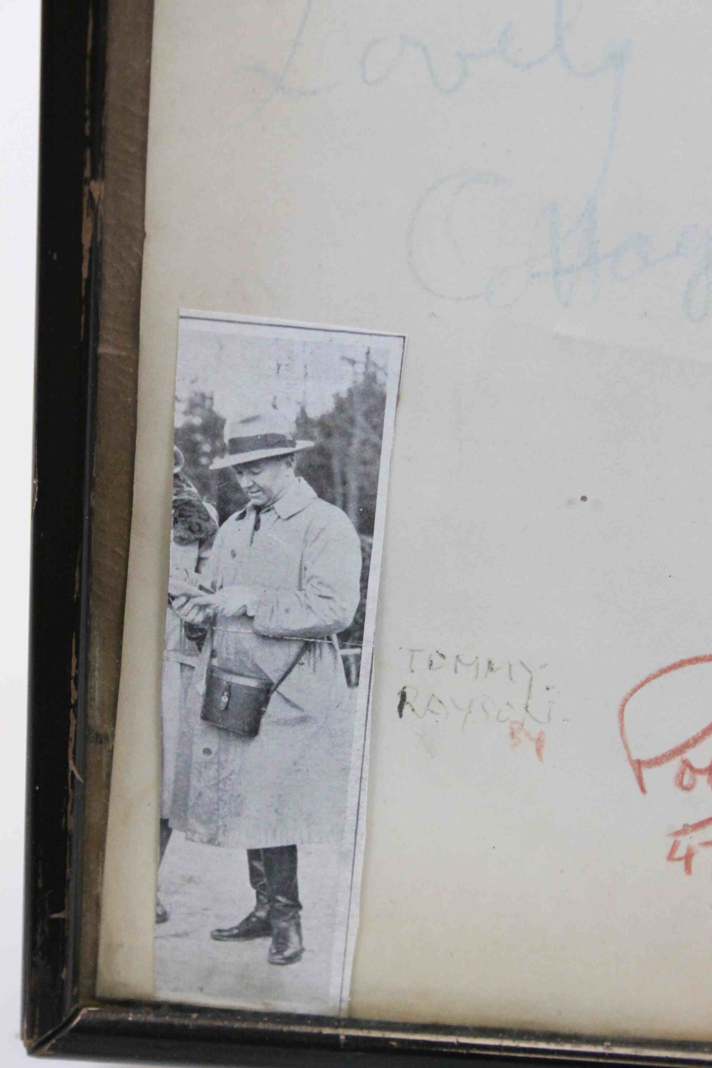 Framed and glazed Humorous sketch of Horse Trainer "Tommy Rayson" & signed "Poli '47" - Image 4 of 5