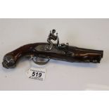 Antique / Vintage Spanish Flintlock Pistol , Marked Diego Alberdi To The Barrel.