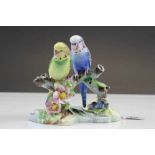 Addersley china model of a pair of Budgies and marked "Double Budgerigar"