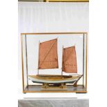 Scratch Built Model of a Two Masted Gaff Rigg Sailing Vessel (approx. 68cms long) contained within a