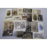 A Collection Of Approx 20 x World War One / WW1 Postcards And Photographs To Include Silk Examples.