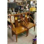 Pair of Chinese Hardwood Chairs with Straight Bar Top Rail, Solid Splat with Chinese Gold Coloured