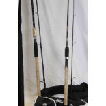 Five Fishing Spinning Rods in Soft Rod Bags including TF Gear The V7, Shimano Force Master 210m,