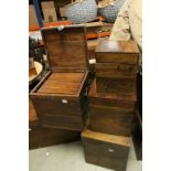 Set of Three Stacking Hardwood Square Boxes and Set of Three Stacking Hardwood Boxes with Metal