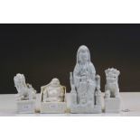 Four 19th Century Oriental Blanc de Chine figures to include two Dogs of Foe & Buddha