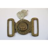 A Vintage Brass (Dieu Et Mon Droit) Officers Belt Buckle & A World War Two Hallmarked Silver A.R.