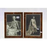 1930's pair of Burr Walnut & Ivory picture frames with Crowned Silver Monograms and signed black and