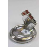 Silver plated Hotel ashtray with fitted matchbox holder and marked "Savoy" to base