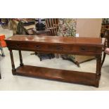 18th century Style Oak Long Hall / Console Table with Four Drawers and Shelf Below, approx. 190cms