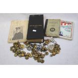 A Small Collection Of Militaria To Include : A World War Two Seaman's Pocket Book Dated 1943, A