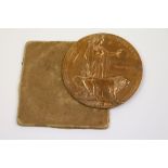 A World War One / WW1 Memorial Death Plaque With Original Card Issue Envelope Issued To : Frank