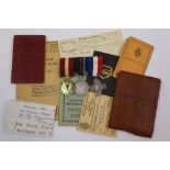 A Group Of Ephemera And Three Mounted Full Size Medals To Include : A Restoration Of Peace Medal,