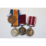 A Full Size World War One Medal Trio To Include The British War Medal, The Long Service And Good