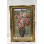 Marion Bloom (fl 1868 - 1962) Watercolour ' Dahlias ' dated 1934, framed and glazed