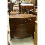 Early 19th century Mahogany Bow Fronted Chest of Two Short over Two Long Drawers raised on Swept