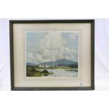 Paul Henry, Signed Print of Irish Rural Scene with Cottages signed in pencil with blind stamp