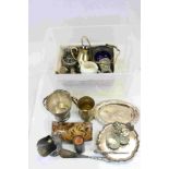 Mixed Lot of Metalware including James Dixon Silver Plate Calling Card Tray, Silver Handled Shoe