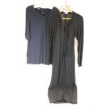 Jean Muir All Raynon Long Black Dress, size 14 and a Jean Muir Viscose Navy Blue Ladies Top, size