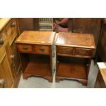 Two Reproduction Regency Burr Wood Bedside Cabinets