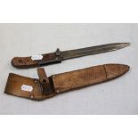 A Vintage Czech Military Vz58 Bayonet With Original Leather Scabbard.