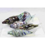 Five vintage Murano Glass Fish