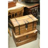 Hardwood Storage Box with Iron Banding, Hinges and Clasps together with another Hardwood Storage Box