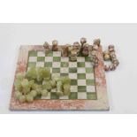 Small Onyx & Marble Chess set with matching board