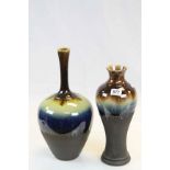 Persian Drip Glazed Bulbous Vase 38cms high and Persian Drip Glazed Slender Neck Vase 45cms high