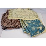 Printed Cotton Paisley Throw together with Three Turquoise and Gold Coloured Cushion Covers and