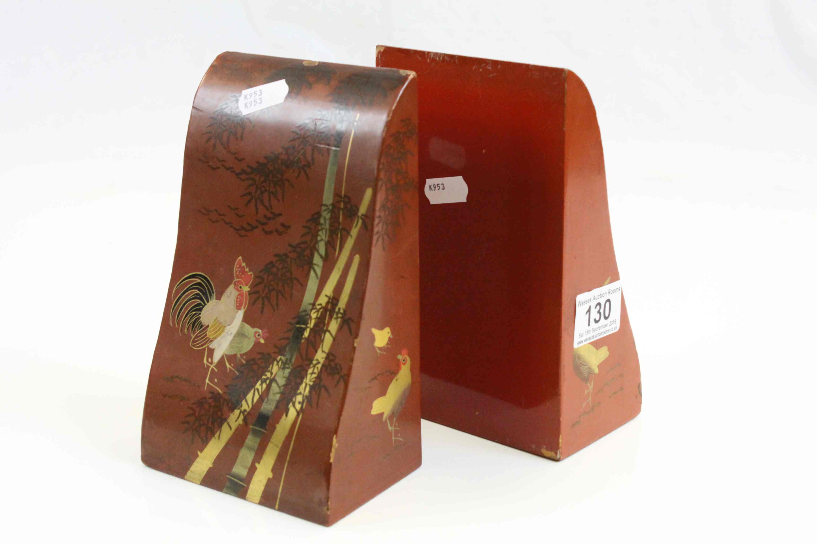 Pair of Oriental lacquered Bookends